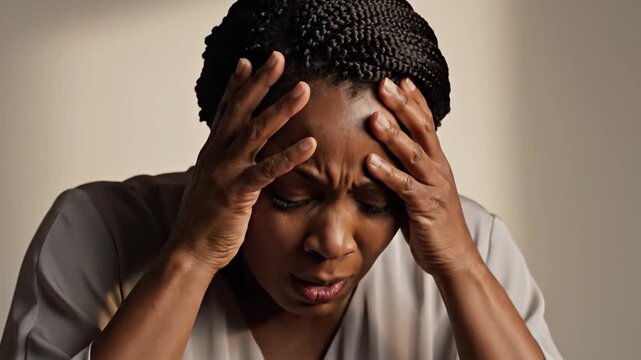 Woman Experiencing Emotional Distress Manifesting on Her Face Showing Multiple Anguished Stages
