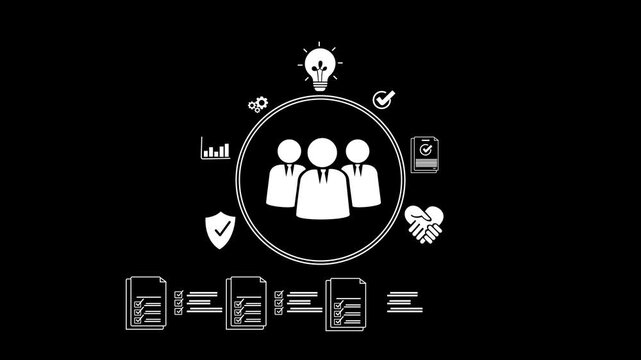 Human resource and team management concept with businessman holding digital team icon, representing employee data system, workforce management, business connection, leadership and talent analytics.