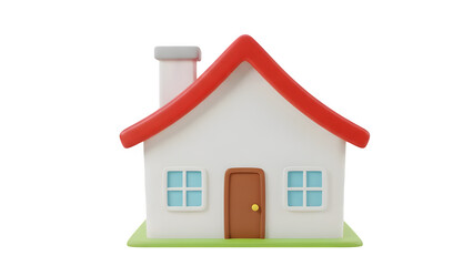 Cartoon house with red roof and chimney on black background illustration