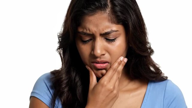 Woman Experiencing Pain, Diverse Expressions Of Discomfort In A Series Of Images
