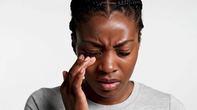 Woman Experiencing Emotional Distress Manifesting Through Physical Signs and Expressions