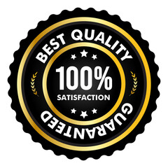 Fototapeta premium Best Quality 100% Satisfaction Guarantee Badge Stamp Icon logo – Premium Assurance Label for Trusted Products, Verified Quality Seal, and Customer Satisfaction Promise