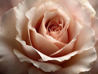 AI-generated super close-up photo of a very full pale pink rose filling the entire frame