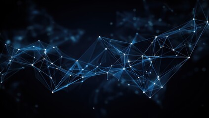 Obraz premium Abstract network of interconnected dots and lines against a dark, blurred background
