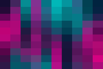 Abstract mosaic pixel grid background with vibrant magenta, purple, and teal color blocks creating a contemporary digital design.