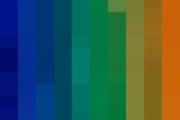 Obraz premium Vibrant vertical gradient background with pixelated color blocks, abstract digital design transitioning from cool blues to warm oranges, modern.