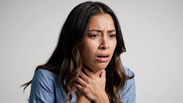 Woman Experiencing Panic, Shock, or Distress: Emotional Reactions Depicted in Closeup Shots