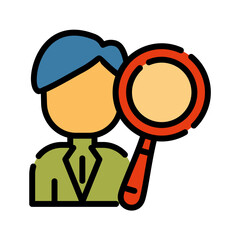 Data analyst filled line color icon. Team analysis symbol.