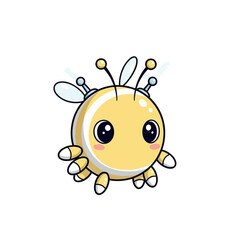 Obraz premium Cute Robotic Bee Character with Big Eyes and Antennae.