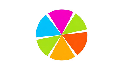 Vibrant seven-segment pie chart infographic on a white background representing data analysis and business statistics.