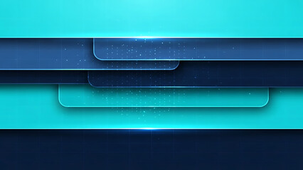 Futuristic Abstract Technology Background with Layered Blue and Cyan Panels and Digital Grid Pattern