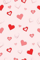 Cute seamless heart pattern in soft pink and red tones. Perfect for Valentine&rsquo;s Day designs, romantic backgrounds, gift wrapping, stationery, and digital prints.