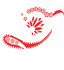 Red Folk Art Paisley Vector | Indian Floral Paisley Design, Embroidery Motif, Textile Pattern, Ornamental Floral Paisley Artwork