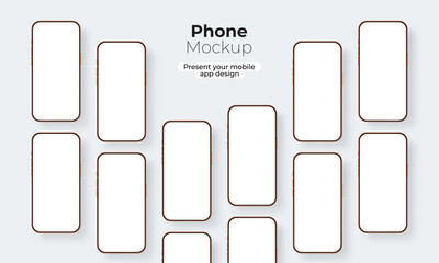 Smartphones mockups with blank screens, perfect for showcasing mobile apps, UI layouts, social media designs and digital presentations