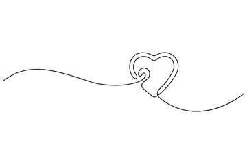 Modern minimalist heart line art created with soft elegant curves for clean romantic abstract illustration work