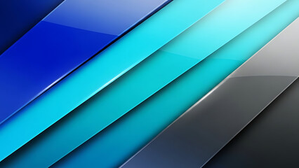 Modern abstract background with diagonal overlapping glossy stripes featuring blue cyan and dark grey gradients.