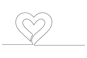 Continuous line heart design created with soft minimalist curves for modern elegant romantic abstract illustration work