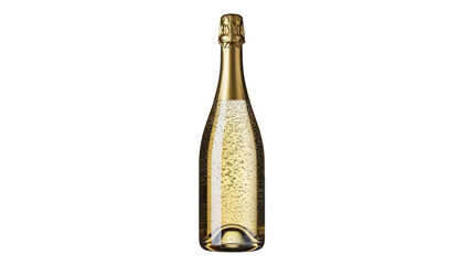 Golden champagne bottle with bubbles isolated PNG, celebratory drink for special occasions and festive events on transparent background