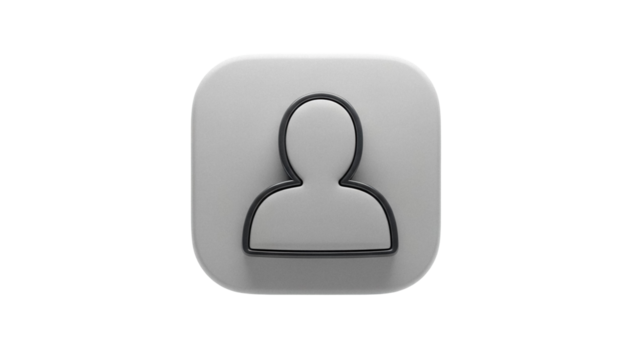 Simple gray user icon PNG isolated on transparent background, profile avatar symbol for social media and website design
