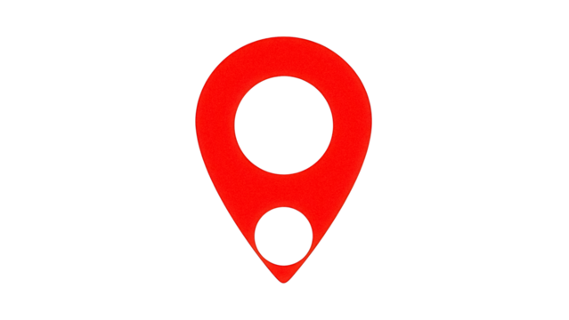 Red map pointer PNG isolated on transparent background, location pin icon for navigation and travel apps, vector graphic element