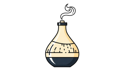 Vintage potion bottle with smoke isolated PNG, alchemist glass flask for magic elixir and witchcraft, on transparent background