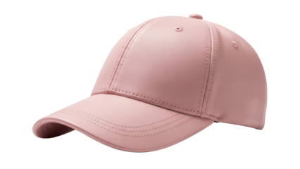Pink baseball cap isolated PNG on transparent background, stylish headwear for sports and casual fashion design projects
