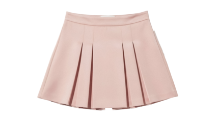 Pale pink pleated mini skirt isolated PNG on transparent background, fashionable apparel for women and girls, stylish clothing item