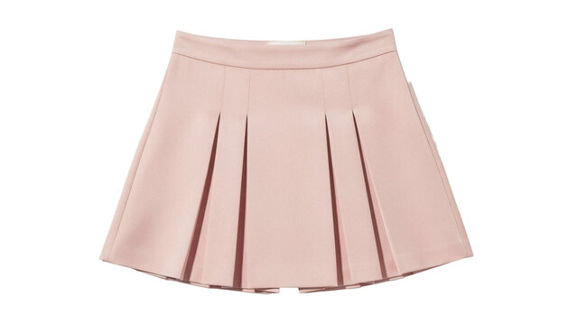 Pale pink pleated mini skirt isolated PNG on transparent background, fashionable apparel for women and girls, stylish clothing item
