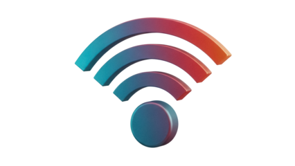 Gradient Wi-Fi symbol PNG isolated on transparent background, wireless internet connection icon for network and communication
