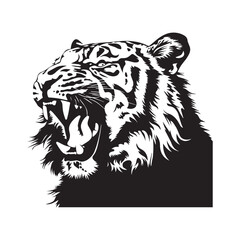 tiger head vector silhouette on white background
