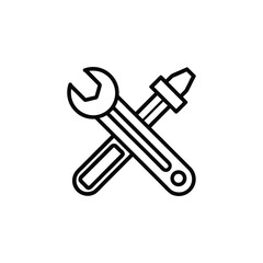 Wrench and screwdriver crossed tools icon isolated on white background