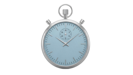 Classic silver stopwatch PNG isolated on transparent background, vintage timer for sports and time management