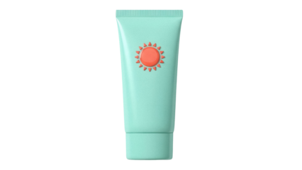 Mint green sunscreen tube isolated PNG, sun protection cream for skincare and summer vacation on transparent background