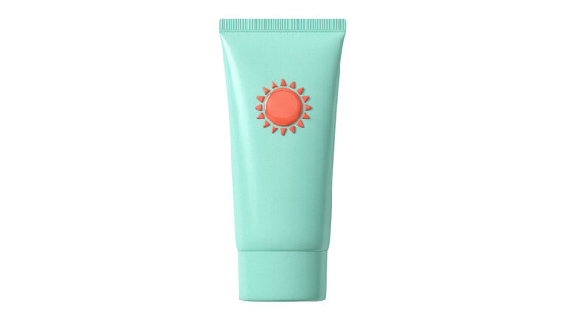 Mint green sunscreen tube isolated PNG, sun protection cream for skincare and summer vacation on transparent background