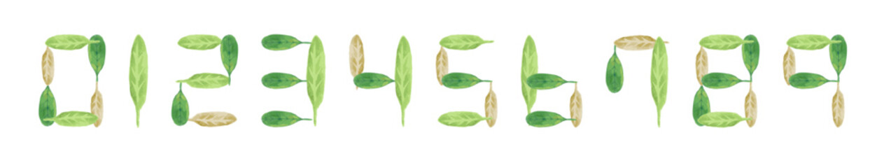 リーフの数字＿イラストセット