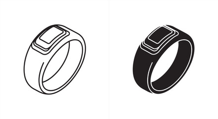 Two signet rings isolated on