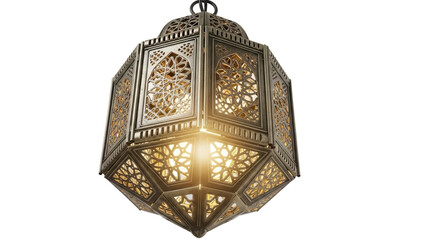 Ornate bronze lantern PNG isolated on transparent background, vintage style hanging light fixture for Ramadan and Middle Eastern decor © James