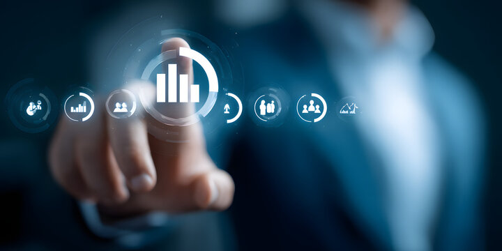 A dynamic corporate digital dashboard showcasing the power of teamwork and strategic decision-making for business success