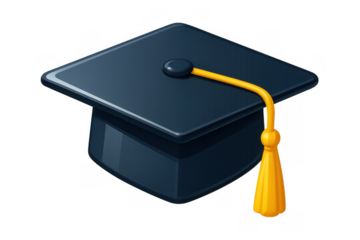 Graduation cap with gold tassel, representing academic achievement, education, and university success
