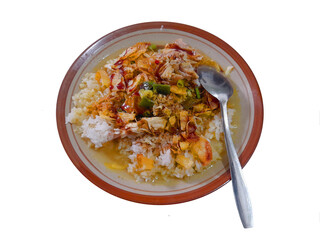 Soto, a traditional food originating from Indonesia, isolated on transparent background.