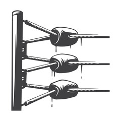 Boxing Ring Corner Ropes Silhouette Black and White Combat Sports Illustration