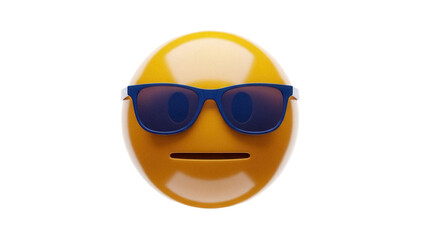 Cool emoji with sunglasses isolated PNG on transparent background, yellow face with shades for social media and design projects