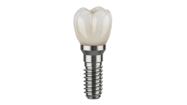 Dental implant isolated PNG on transparent background, artificial tooth for stomatology and prosthetics, dental care and oral hygiene