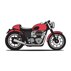 Obraz premium Classic Red Motorcycle Illustration Vintage Café Racer Style Vector