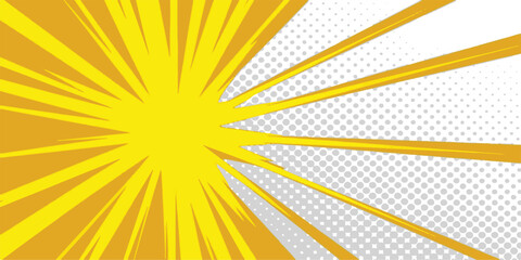 Obraz premium Abstract background vector illustration of a bright summer sunburst with yellow and orange light rays