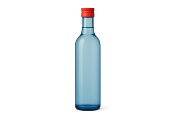 Clear liquid in a blue glass bottle with a red screw cap, perfect for unlimited design possibilities