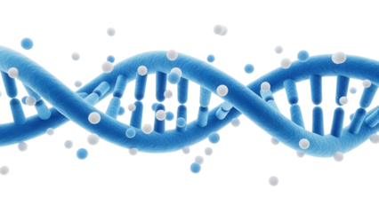 Blue DNA molecule isolated PNG on transparent background, genetic code helix for science and medical research
