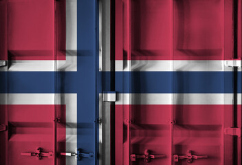 Shipping container with Norway national flag overlay