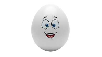 Happy egg cartoon character PNG isolated on transparent background, funny food mascot for Easter and children s designs
