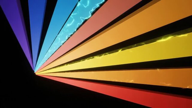 Abstract composition of vibrant color stripes against a black background